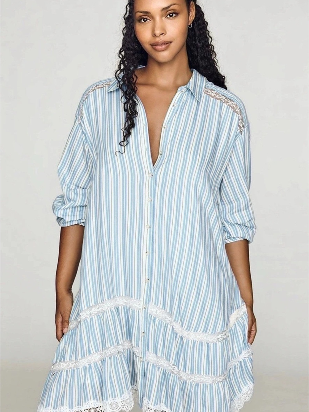 Anthropologie Maeve 100% Cotton Lace-Trim Shirtdress NWT size 2x
